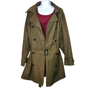 MICHAEL Michael Kors Khaki Utility Double Breasted Belted Trench Coat Size 2X
